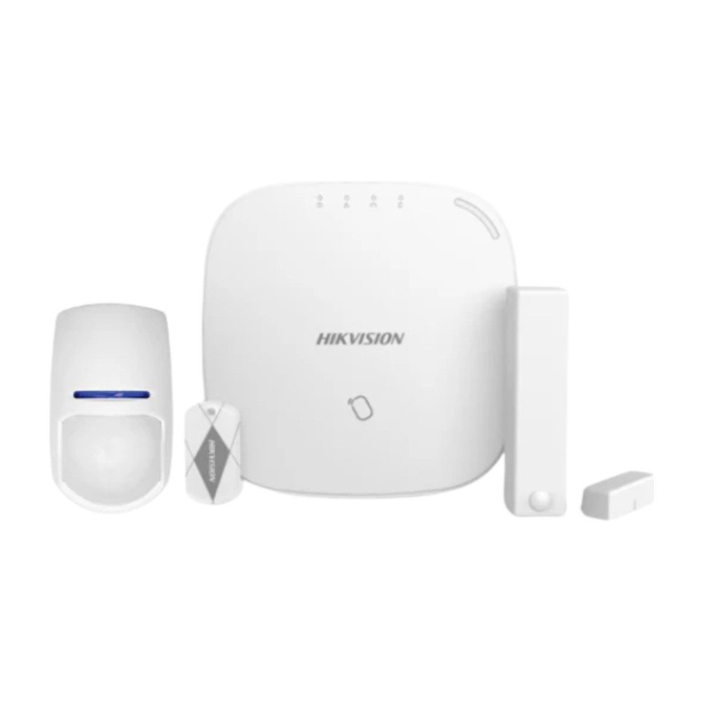 KIT D’ALARME SANS FILS HIKVISION – DS-PWA64-Kit-WB · DS-PWA64-L-WB x 1 · DS-PKF1-WB x 1 · DS-PDP15P-EG2-WB x 1 · DS-PDMC-EG2-WB x 1