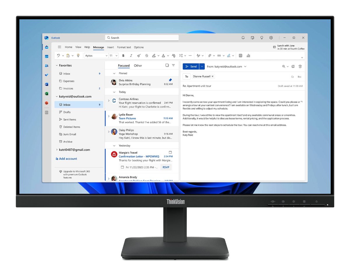 Ecran Lenovo 24" S24-4e Full HD Vga - Hdmi (64B5KAT1EU) — photo 2