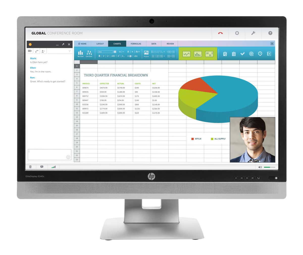 Ecran HP Occasion 24" E240C Vga - Hdmi - Display — photo 2